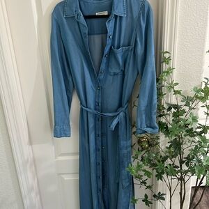 Denim maxi shirt dress